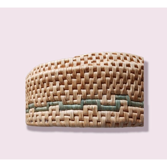 Hand Woven Large Boho Basket Lotus Flower Storage Basket With Lid 12"x3.5" - Picture 7 of 8